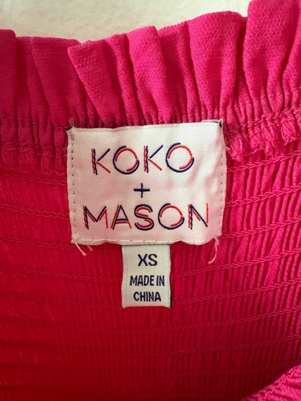Smocked Tie-Shoulder Maxi Dress in Fuchsia and Coral - Picture 6 of 7